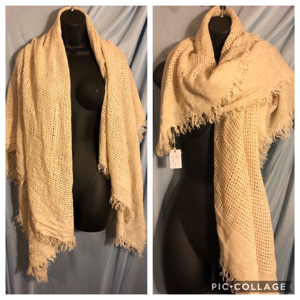 Open Weave Square Ivory Scarf